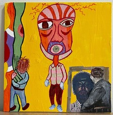 Original Outsider/Visionary/Folk Art Piece On Wood: the man with the ... 12