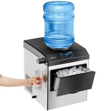 2-in-1 Stainless Steel Countertop Ice Maker Water Dispenser 48Lbs/24H w/ Scoop picture