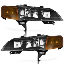For 1994-1997 Honda Accord JDM Black Headlights+Corner Signal Headlamps Pair picture