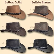 【oZtrALa】 Hat BUFFALO Leather Cowboy Western Jacaru Men Women AUSTRALIAN Outback picture
