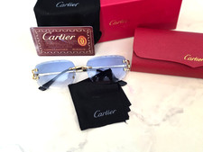 Cartier Big C Diamond Cut blue Fade Frameless Lens golden Frame picture