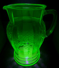 Antique 1930s Uranium Depression Glass Anchor Hocking Cameo Green Pitcher picture