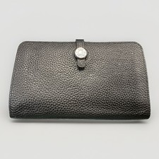 Black Hermes Dogon Duo Togo Leather Wallet With Clou de Selle Clasp picture