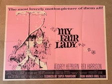 MY FAIR LADY Vintage UK Quad Early Re-Release Audrey Hepburn Rex Harrison   picture