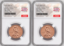 2 Coin set, 1776-2026 P & D  Lincoln Cent , NGC MS 68 RD FDOI, 250 Flag Presale3 picture
