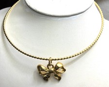Monet Vintage Bow  Necklace Choker Collar Gold Tone Signed picture
