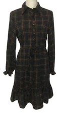 NWT Promesa Womens Vintage Inspired Dark Navy With Copper Striping Dress Peasant picture