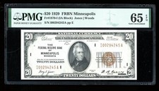 DBR 1929 $20 FRBN Minneapolis Fr. 1870-I Gem PMG 65 EPQ Serial I00294245A picture