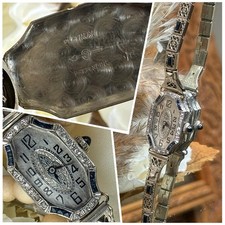 1920’s  Ladies Art Deco Platinum Nicolet Watch ~ Sapphire Filigree Band picture