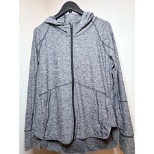 Athleta Gray Heather Full Zip Hooded Athletic Jacket Women’s L picture