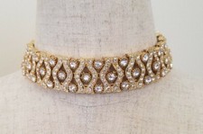 GLASS STONE GOLD CHOCKER NECKLACE picture