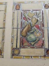 Antique Quaker City Stained Glass Works Original Watercolor Design Sketch PA picture