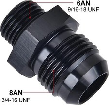 2PCS AN6 AN8 AN10 Flare to 6AN 8AN 10AN ORB Male O-Ring Fitting Adapter Black picture