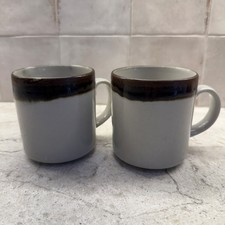 Vtg Arabia Karelia 23 Mugs Finland Ivory Brown Set of 2 Excellent Condition picture