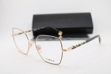 NEW FURLA VFU835 COL.0301 BLACK GOLD GUNMETAL AUTHENTIC EYEGLASSES 54-16 picture
