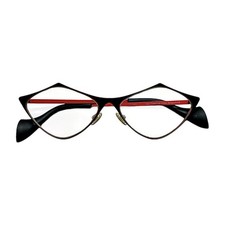 THEO Tottori Frames Belgium Metal Black Red Goth Cateye Eyeglasses 323 picture