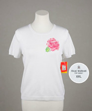 Isaac Mizrahi for Target Women’s 2XL White Knit Crew Neck Floral Embroidered Tee picture