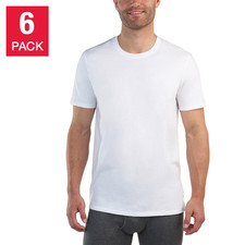 Kirkland Signature Men's Midweight Crew Tee, 6-pack 100% Cotton White Black S-3X picture