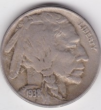 1938 D  Buffalo Nickel     Very Good   Last year of series picture