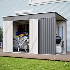 10x4 FT Outdoor Metal Storage Shed Tool Shed w/Lockable Door for Garden Gray picture