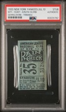 1933 BABE RUTH HIT/2 RBI LOU GEHRIG 2 HIT/RBI TICKET TONY LAZZERI GRAND SLAM PSA picture