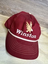 VTG 1980s Winston Racing Rope Burgandy Cotton Heavy Hat With Eagle Embroidery picture