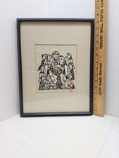 1976 Signed Sadao Watanabe Original Katazome Print Last Supper Tokyo Japan picture