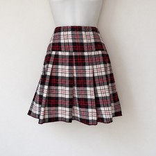 Tripp NYC Y2K Plaid Pleated Zip Skirt Red Black White Size 20 picture