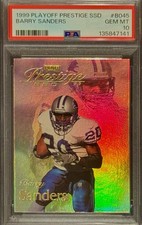 POP 2 PSA 10 Barry Sanders 1999 Playoff Prestige SSD Holographic Rainbow Holo SP picture