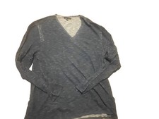 John Varvatos Knit Crew Neck Pullover Sweater Men XL Blue Solid Long Sleeve Logo picture