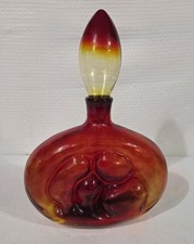 Vtg MCM Amberina Art Glass Mother & Child Decanter Bottle Stopper UV Reactive picture
