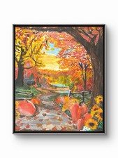 DBSG Original Acrylic  Autumn Road Landscape Painting 11x14 picture