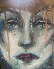 Original Oil On Canvas Abstract Portrait Painting Expressionist Fine Art 9x12” picture