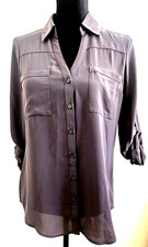 Express Womens Portofino Shirt Blouse Dark Gray Charcoal Size S Small NWT new picture