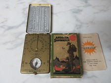 RARE ANTIQUE 1919 ANSONIA SUNDIAL SUNWATCH AND COMPASS USA BRASS PATINA picture