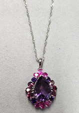 Jtv Purple Canela Amethyst Rhodium Over Sterling Silver Necklace 18