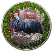2021 Cameroon Cassowary Bird 999 Silver Color Coin Australia Wildlife WWF Fauna picture