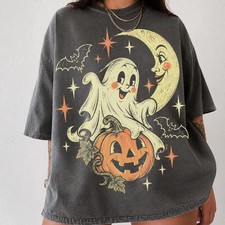 Retro Halloween Shirt, Y2K Comfort Colors Tee, Vintage Black Cat Ghost Skeleton picture
