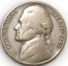1942 P Type 2 Jefferson Nickel Circulated KM#192 Free Post Tracking  picture