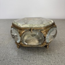 ANTIQUE FRENCH CASKET JEWELRY BOX ORMOLU FROM FRANCE ETCHED FLOWERS FOOTED picture