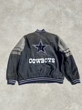 VTG Dallas Cowboys Suede Leather Blue NFL Jacket XXL  picture