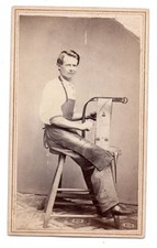 Original 1860s Occupational CDV Photo of Belt or Harness Maker Mankato Minnesota picture