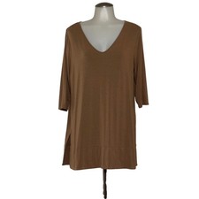 J Jill Tank Top Women XL Tan Excellent Cotton Slub 3/4 sleeve Scoop Neck Tee picture