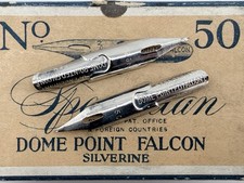 Two Vintage Spencerian Dome Point Falcon Silverine No. 50 Dip Pen Nibs picture