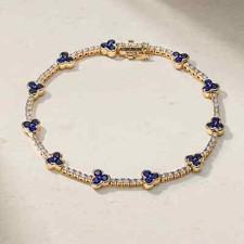 7.19 Ct Round Cut Simulated Sapphire 925 Sterling Silver Elegant Tennis Bracelet picture