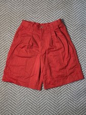 Dockers Womens Vintage Pleated Chino Shorts Red 100 Cotton Size 10 picture