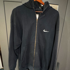 Vintage 90s Nike Men's XL Black Full Zip Fleece Hoodie picture