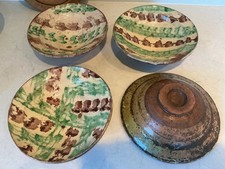 4 Amazing Antique Early  Splash- Ware Pakistan Bowls Terracotta Clay Slipware picture