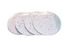 4 Zak Confetti Melamine Plates White Terrazzo 9