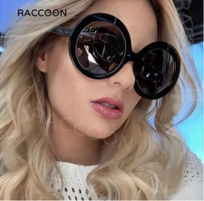 New Vintage Big Round Sunglasses Women Black Oversized Sun Glasses Female Fash picture